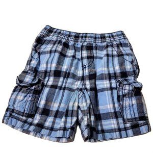 JK Baby 18M Blue Plaid Shorts elastic waistband pockets